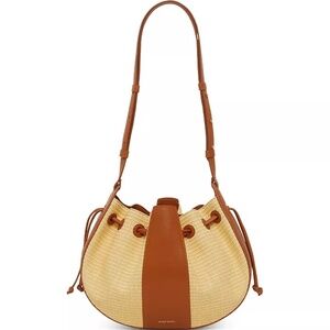 MANSUR GAVRIEL Lilium Leather Trimmed Raffia Shoulder Bag